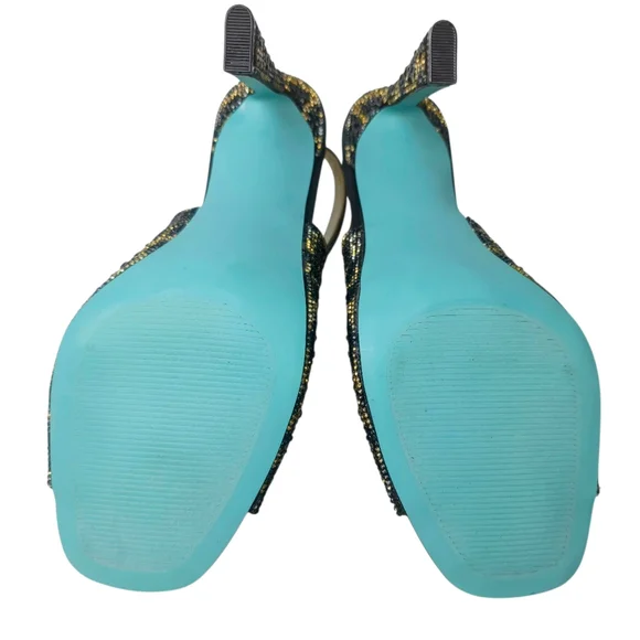 NEW Betsey Johnson Jovi Leopard Rhinestone Design Slingback Heels size - Picture 7 of 13